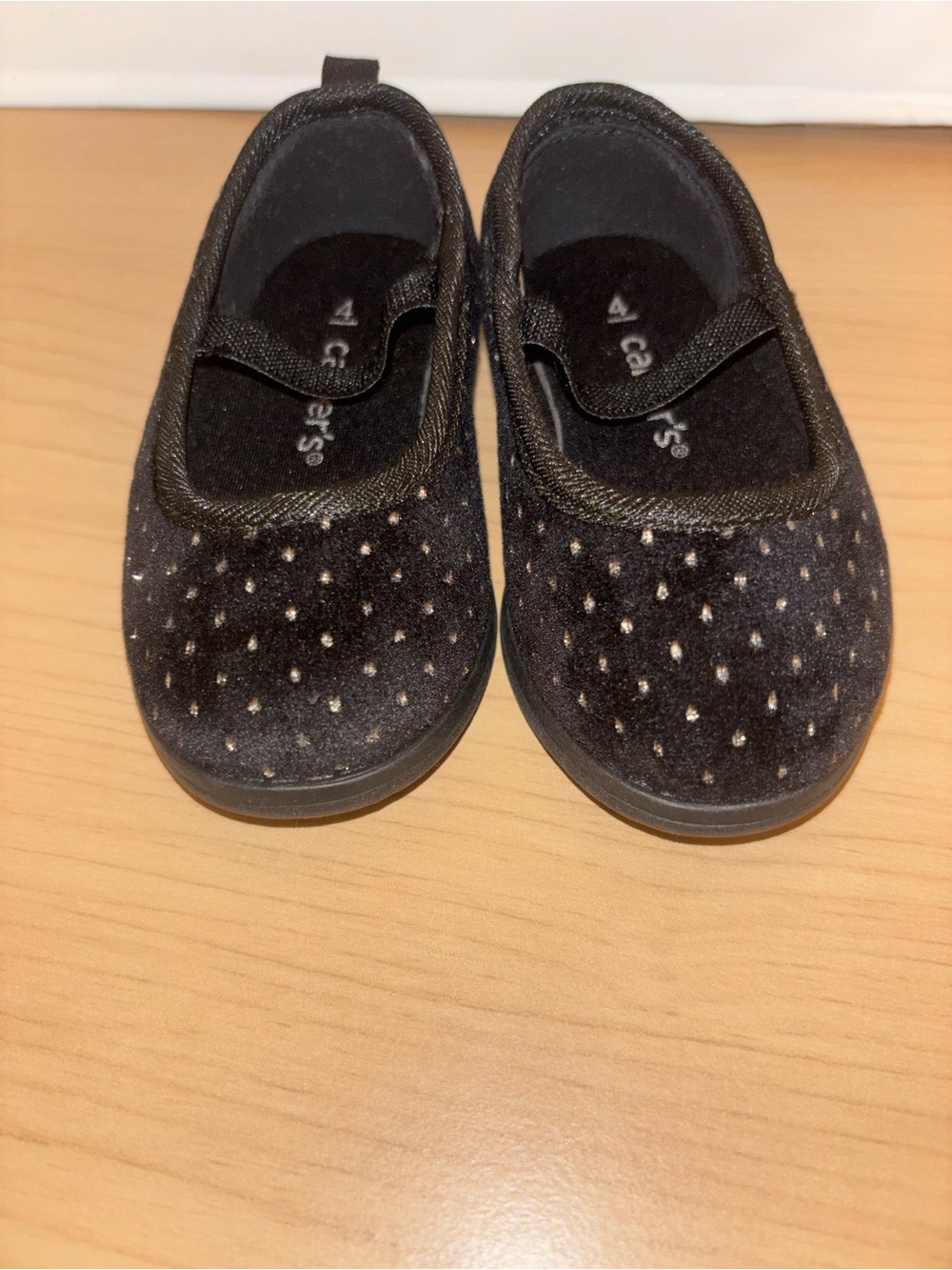 Carter's Black Velvet Mary Jane Shoes with Sparkle Dots